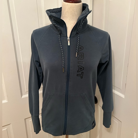 ARIAT Team Logo Full Zip Sweatshirt Teal Blue Women Small - Picture 2 of 13